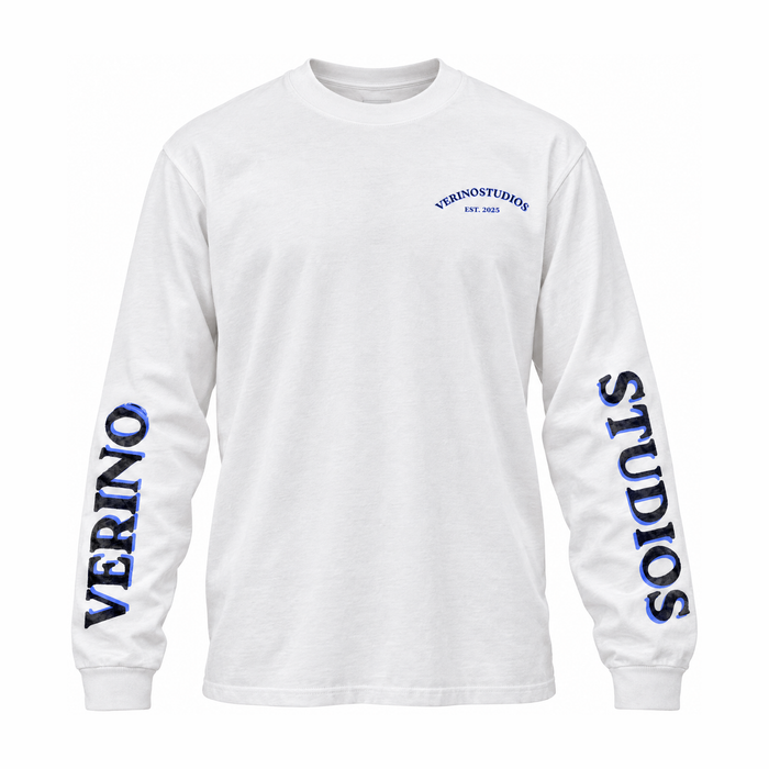 VERINOSTUDIOS LONGSLEEVE 005 Wit / Blauw voorkant