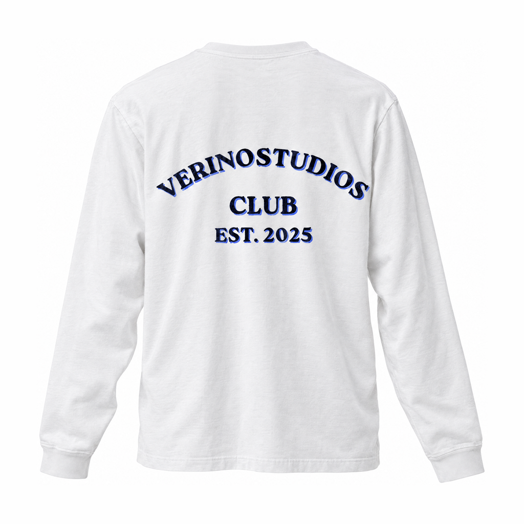VERINOSTUDIOS LONGSLEEVE 005 Wit / Blauw achterkant