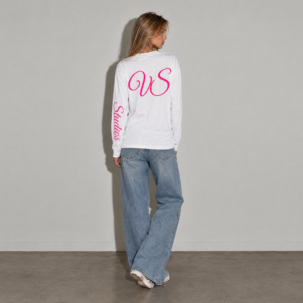 VERINOSTUDIOS LONGSLEEVE 002 Wit / Roze achterkant