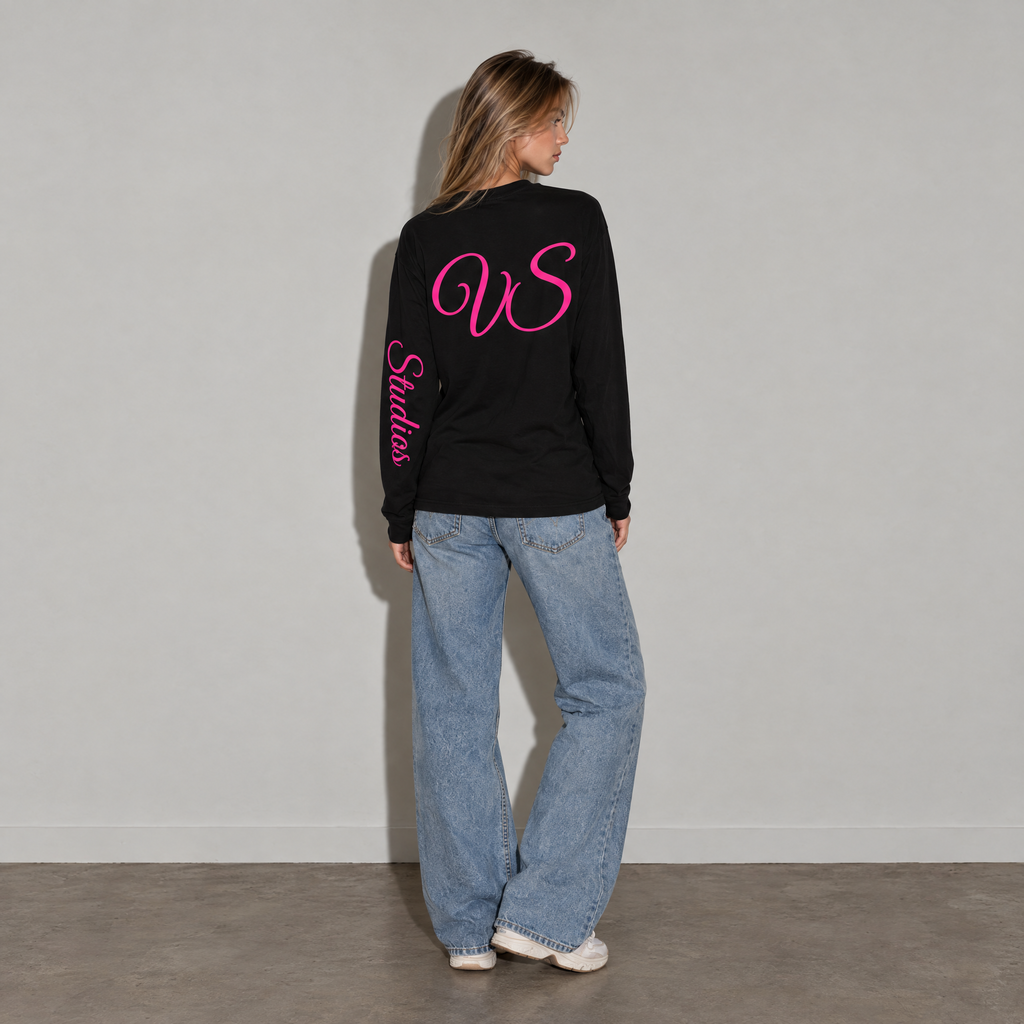 VERINOSTUDIOS LONGSLEEVE 002 Zwart / Roze achterkant