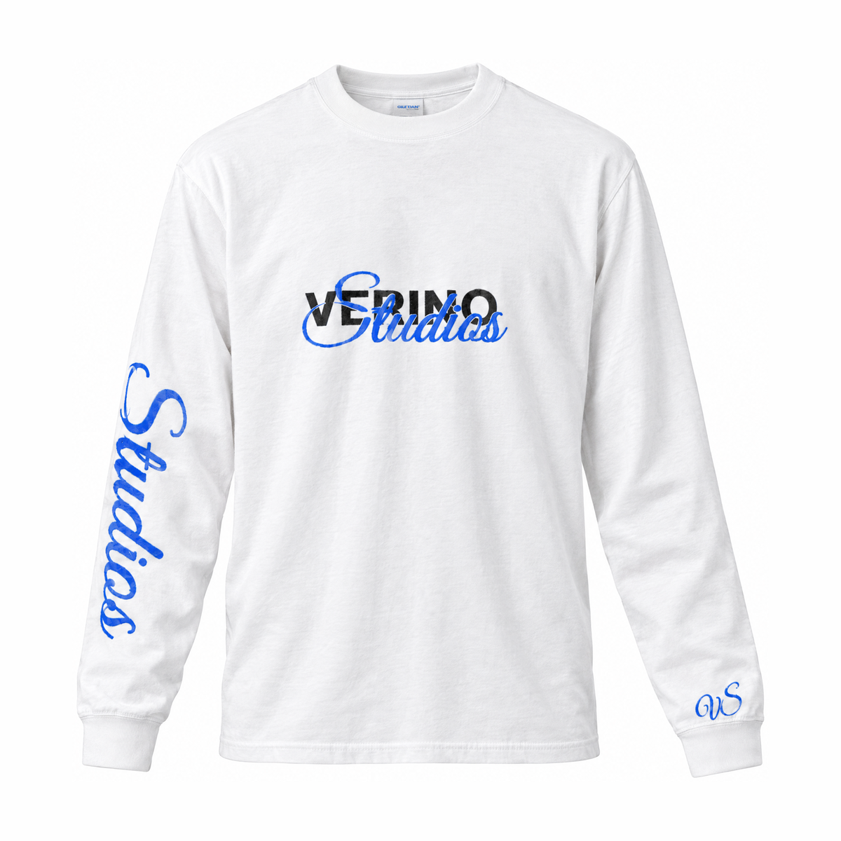 VERINOSTUDIOS LONGSLEEVE 002 Wit / Blauw voorkant